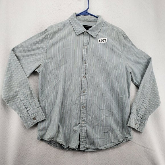 Calvin Klein Shirt Men's Long Sleeve Casual Button Up Oxford Striped Blue Large - Picture 2 of 12